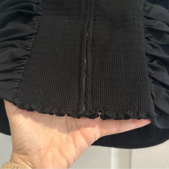 Reformation Orion Organic Cotton Corset Gathered Top BLACK Ruched SIZE 12 - Picture 6 of 14